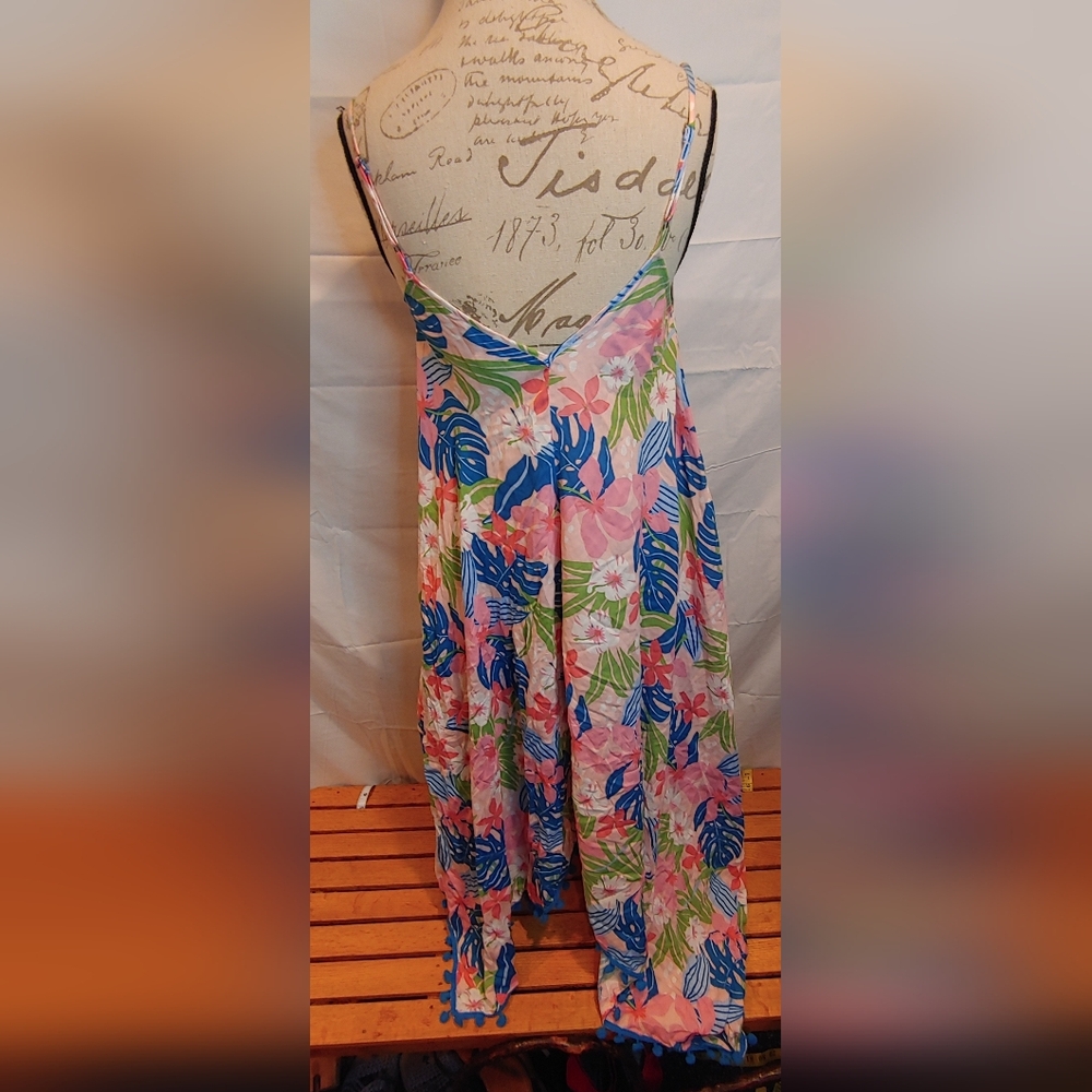 Goa Beachwear By Japan Multicolor Floral Cover Up With Spaghetti Straps Size L - Picture 2 of 12